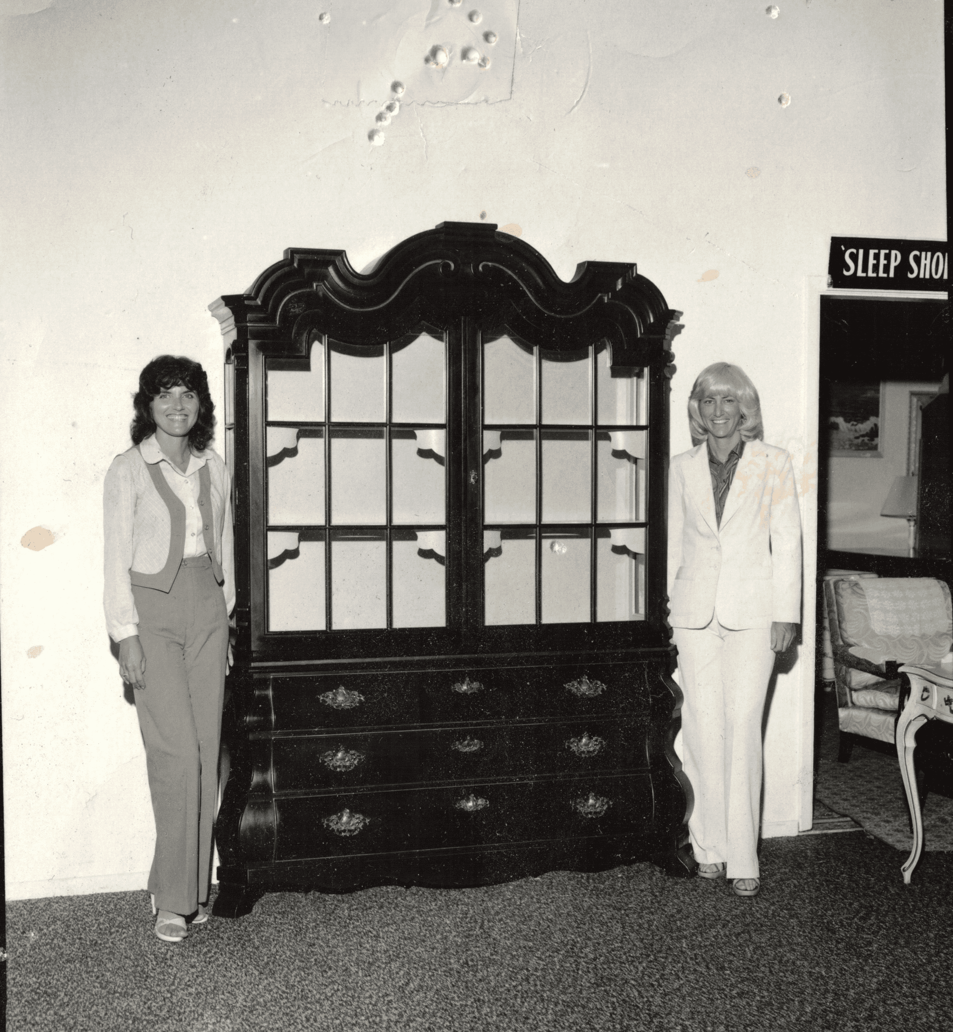 Vintage Iverson's furniture showroom display with china cabinet