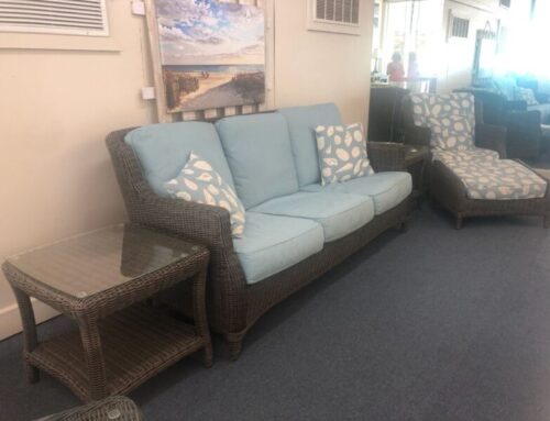 Beachcraft Patio Sofa, Chair w/Ottoman, 2 End Tables 1199.95 @ CR