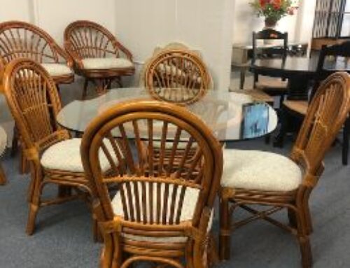 Rattan Glass-top Table/4 Chairs 599.95 2  Rattan Barstools 249.95 Pair @ CR