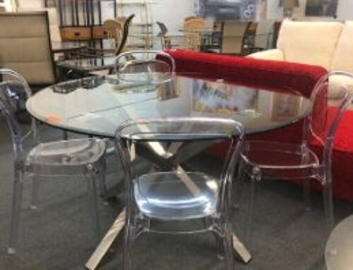 Contemporary Dining Table 249.95    4 Ghost Chairs 124.95 @ CR